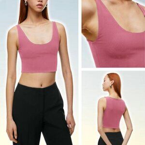 BABATON Aritzia Contour Cropped Body-Huggin Scoopneck Tank Sz 2XL Pink